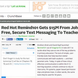 Remind101 featured in TechCrunch