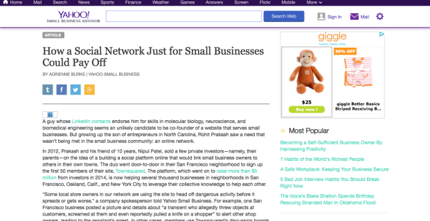 Townsquared featured in Yahoo Small Business