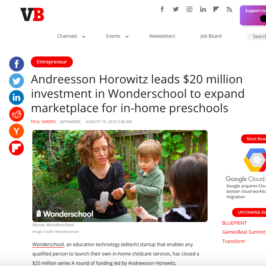 Wonderschool in VentureBeat